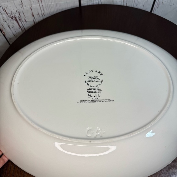 CLAY ART “Bumble Bee” hand painted chips n dip ceramic 2 piece serving platter - Picture 8 of 11